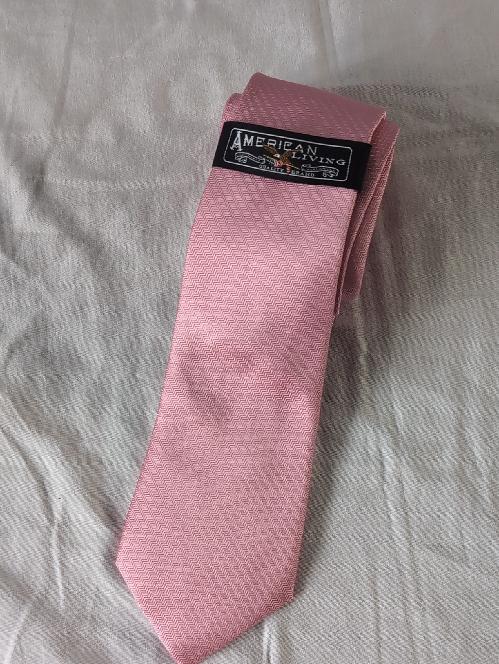 American Living Light Pink Herringbone Silk Tie